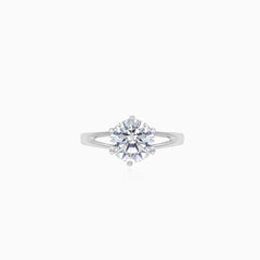 Classic white gold ring with exposed cubic zirconia