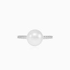 Freshwater pearl and cubic zirconia gold ring