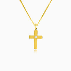 Yellow gold diamond cross pendant