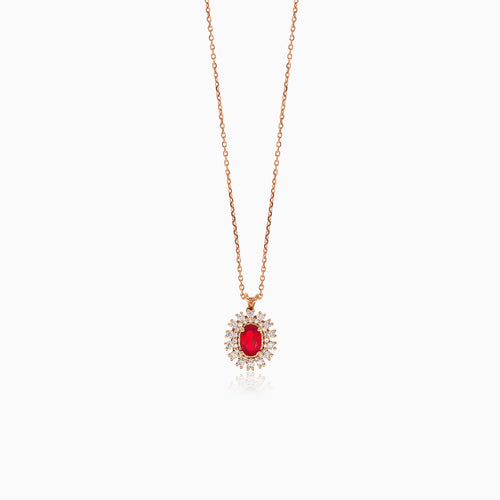 Collier fleur royale avec accents de diamant et rubis