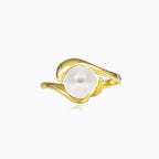 Anillo único de perla blanca