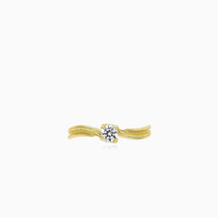 Yellow gold solitaire cubic zirconia ring