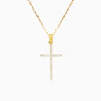 Pendentif croix en or jaune avec zircon cubique