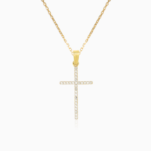 Pendentif croix en or jaune avec zircon cubique