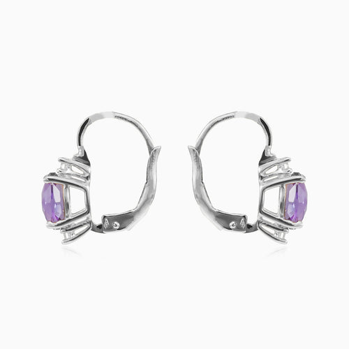 Amethyst- und Zirkonia-Tropfenohrringe aus Weißgold