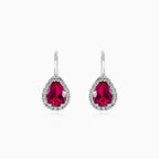 Boucles d’oreilles pendantes pour femmes en rubis royal et zircone cubique