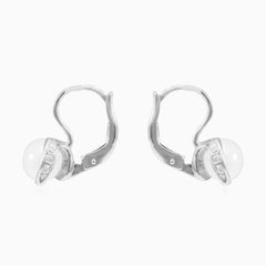 Boucles d'oreilles pendantes pour femme uniques avec perle et zirconium cubique