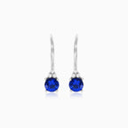 Boucles d’oreilles en or blanc avec saphirs et trio de zirconias