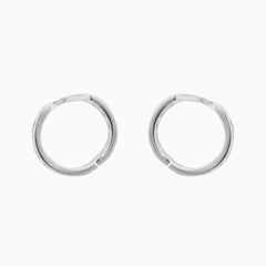 Boucles d’oreilles créoles scintillantes avec quartz rose