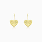 Boucles d'oreilles pendantes avec charme en forme de cœur en or jaune