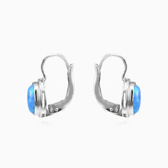 Náušnice s oválným modrým opálem