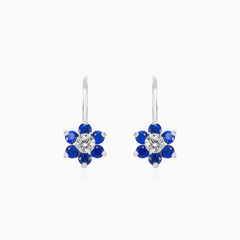 Květinové náušnice se safírovým akcentem