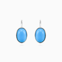 Boucles d’oreilles pendantes avec cabochon turquoise