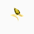 Gold ring with pear cut moldavite