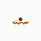Stylish gold ring with round garnet