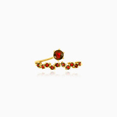 Stylish gold ring with round garnet