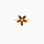 Marquise-cut garnet flower design ring