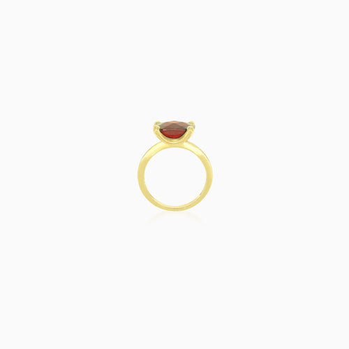 Garnet cushion cut in prong setting