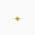 Moldavite round yellow gold women ring