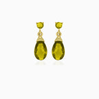 Boucles d’oreilles pendantes en or avec moldavite