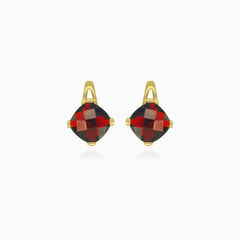 Garnet gold elegance drop earrings