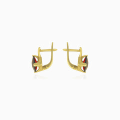 Garnet gold elegance drop earrings