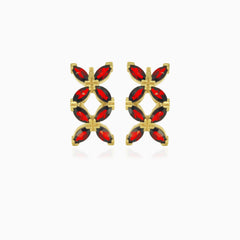 Granátové náušnice ve tvaru kapky s motýly