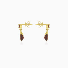 Visací náušnice s kulatým a hruškovým granátem