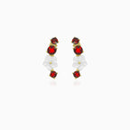 Boucles d’oreilles rondes en grenat et quartz