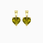 Boucles d'oreilles pendantes en or jaune avec moldavite en forme de cœur