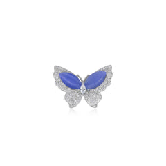Bague papillon en argent sterling avec œil-de-chat bleu
