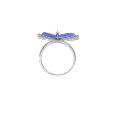 Bague papillon en argent sterling avec œil-de-chat bleu