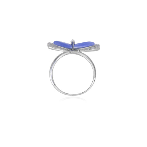 Bague papillon en argent sterling avec œil-de-chat bleu