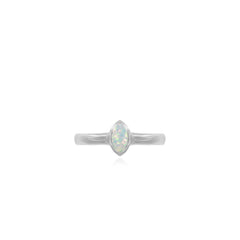 Sterling silver ring with oval white opal