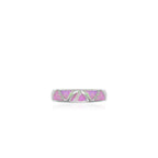 Bague en argent sterling avec opale rose en design triangle.