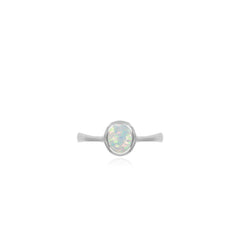 Sterling silver ring with white opal