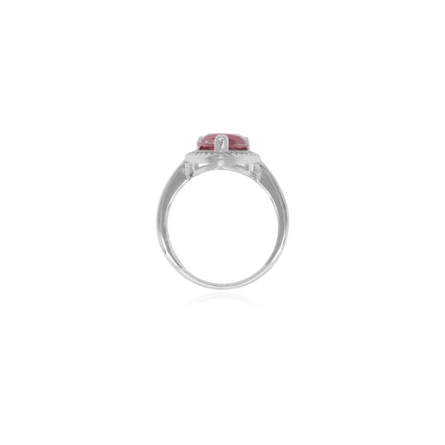 Ring aus Sterlingsilber mit tropfenförmigem Rubin und runden Zirkonia