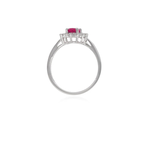 Sterlingsilber-Halo-Ring mit Rubin