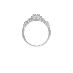 Eleganter Halo-Sterlingsilber-Ring für Damen
