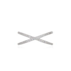 Anillo chic con diseño X para mujer en plata