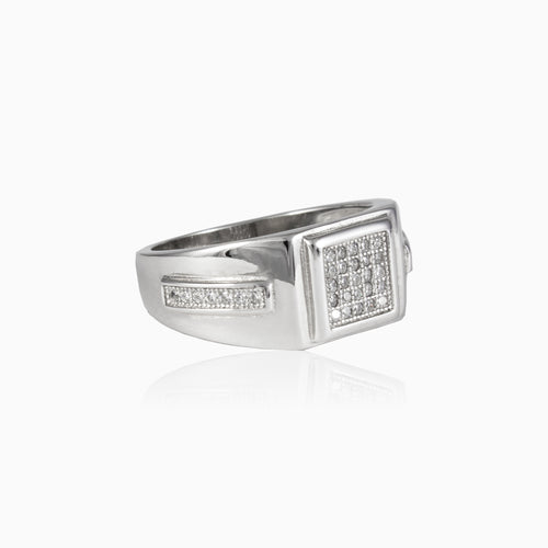 Silver cubic zirconia men ring