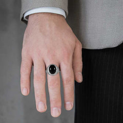Oval bezel onyx men ring