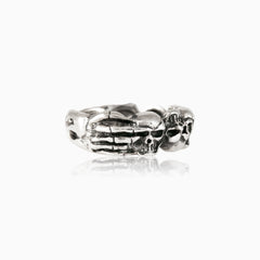 Sterling silver carved skull men ring