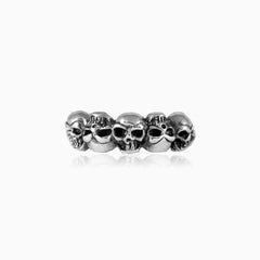 Sterling silver carved skull men ring