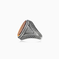 Oval cut tigers eye men ring viking style