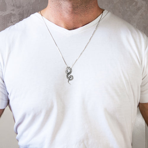 Silver hanging snake pendant