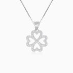 Colgante de trébol de plata para mujer con circonita