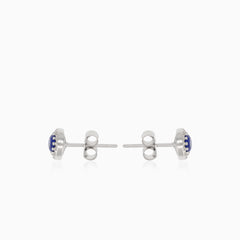 Stříbrné náušnice se safírovou svatozáří