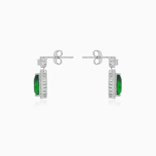 Halo-Sterlingsilber-Drop-Ohrringe mit Smaragd