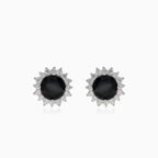 Stříbrné náušnice s kulatým onyxem